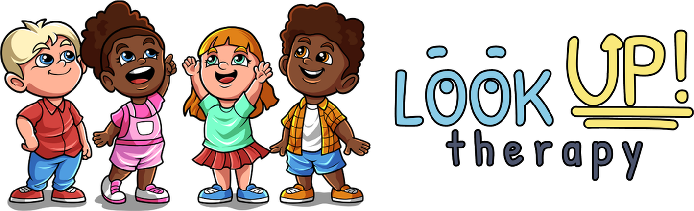 Look Up Therapy logo: four children looking upward, beside the words Look Up! therapy.